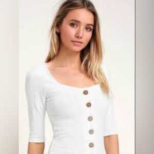 Free People Central Park Ribbed Women's White Button-Up Top